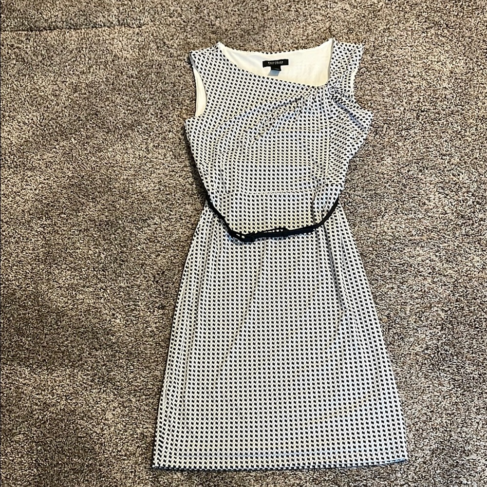 White House Black Market Black, Grey, and Whiter Houndstooth Dress